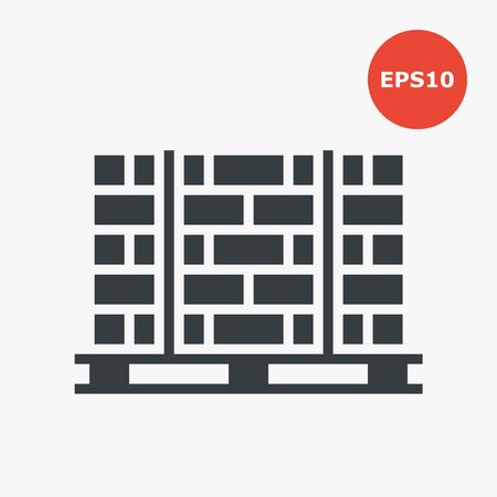 Pallets with bricks icon. Vector illustration in flat styleのイラスト素材