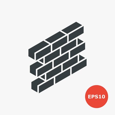 Brick wall icon. Vector illustration in flat styleのイラスト素材