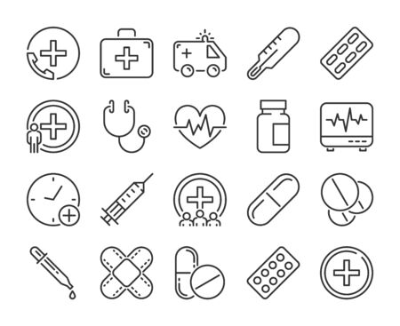 Medical icon. Medicine and Health line icons set. Vector illustration.のイラスト素材