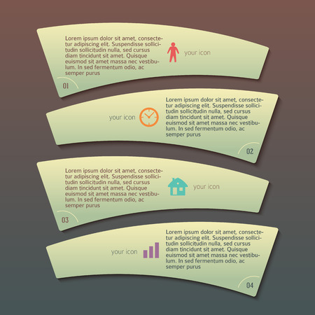 Modern Design infographic style template on beautyful with numbered 3d effect shape. Vector illustration EPS 10 for new product newsletters, web banners, pages presentationのイラスト素材