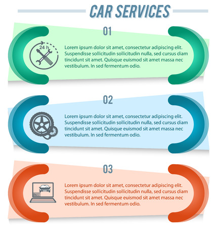 Car service background business presentation template with ribbon banner horizontal. Vector illustration EPS 10 for info-graphics, number options, web site, page layout firm automobile repairのイラスト素材