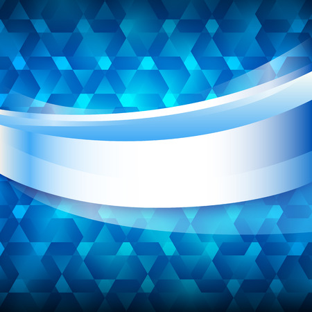 Modern Design geometric style template on glowing background with space place for your text. Blue shapes & wave lines. Vector illustration for new product theme bookletのイラスト素材