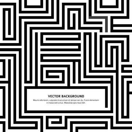 Black Maze texture and place for your text isolated on white background. Abstract vector illustration. Solving a problem and finding the best creative solution against a complicated and complexのイラスト素材