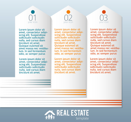 Abstract house concepts infographics style on grey background with place your message. Vector illustration for business workflow layout, web design, banner template, brochure design elementsのイラスト素材