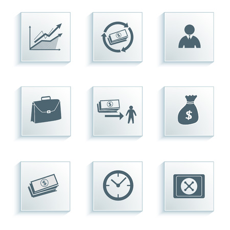 Set icons banking, bank. Vector illustration of different kinds of banking. Can be used for infographics and typography, chart process the bank, business service steps optionsのイラスト素材