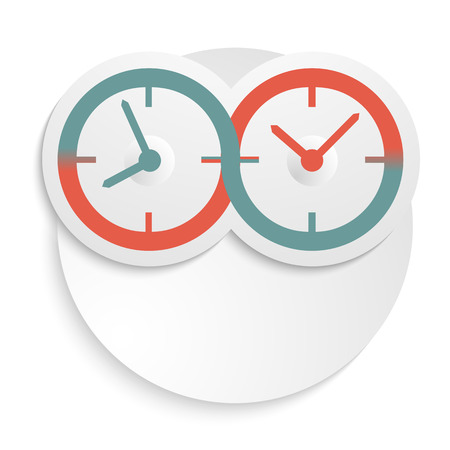 The clock idea poster or modern magazine cover. Elegant round clock face (dial) concept infinity timline. Icons isolated on white background. のイラスト素材