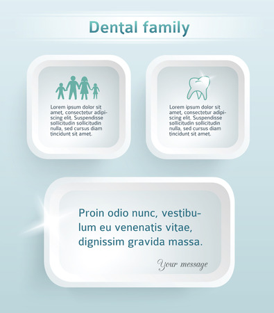 White abstract background in style infographics medical - concept dental family or stomatology care., Graphic Design elements rounded squares with icons teeth, peopleのイラスト素材
