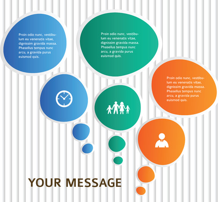 Modern style infographics designs elements with communication bubbles and vertical lines on grey background. のイラスト素材