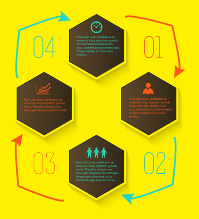 Abstract geometric background. Modern design style infographics with hexagon design element. のイラスト素材