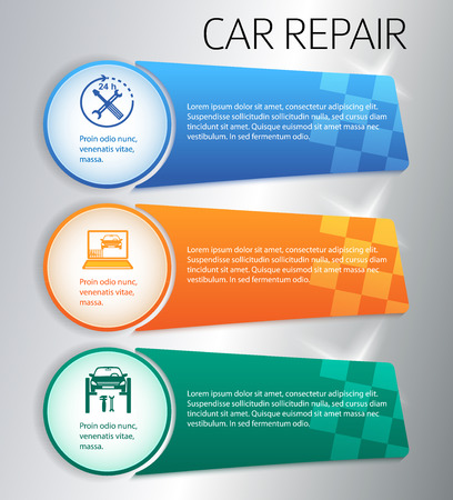 Auto service and car repair background with icons design elements. Modern style business presentation template. Vector illustration eps 10のイラスト素材