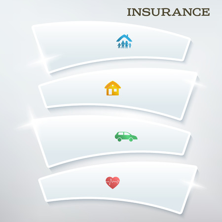 Modern Design style infographic template. Illustration of different kinds of insuranceのイラスト素材