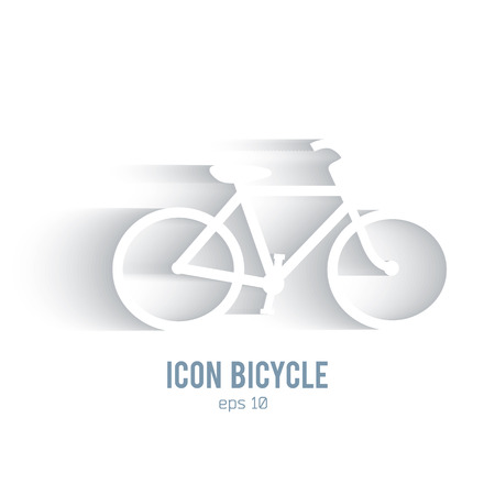 Bicycle silhouette icon on white background with shadow. Healthy lifestyle, cycling sport and wellness conceptのイラスト素材