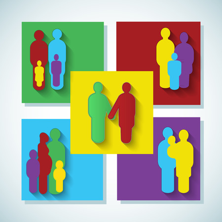 Healthy And Harmony Family. Collection of Symbols (signs) Isolated On colors Background. Vector Illustration eps 10のイラスト素材