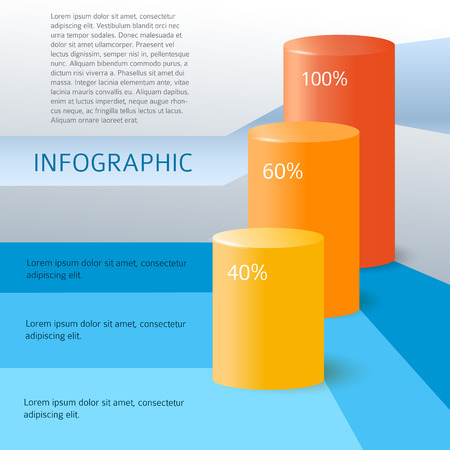 Modern design element style info graphic Cylindrical bar chart, diagram profitのイラスト素材