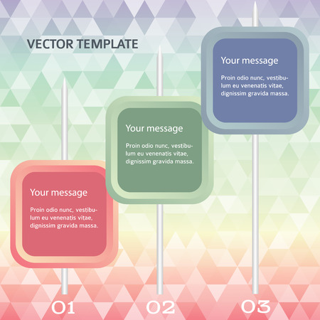 Rounded squares on triangles colored background. Modern design elements business brochure template.のイラスト素材