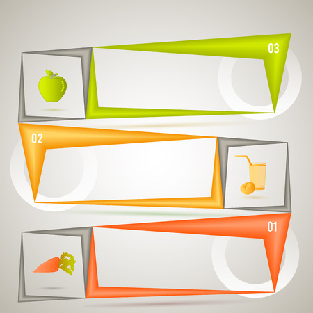 Healthy lifestyle & organic food concept, infographic style on gray background. Vector illustration eps 10. Good food for healthy life - vegetable & fruit & juice - fitness menuのイラスト素材