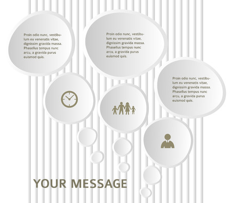 Vector tab template for business presentation with communication bubbles on the gray stripe background / can use for info-graphic / loop business report or plan / brochure template / web design EPS 10のイラスト素材