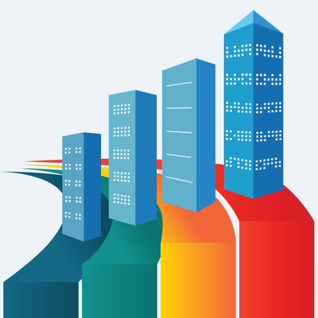 Real estate concept icon background with illustration of architectural building. Vector for workflow layout, diagram number options, step up options, banner template, brochure, infographicのイラスト素材