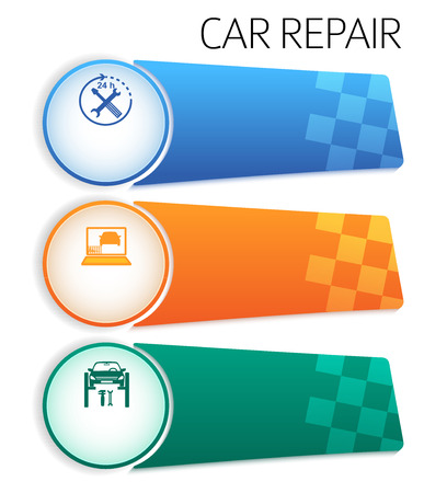 Car service background business presentation template with ribbon banner horizontal. Vector illustration EPS 10 for info-graphics, number options, web site, page layout firm automobile repairのイラスト素材
