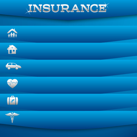 Modern Design style infographic template. Illustration of different kinds of insurance. Can be used for infographics and typography, chart process the insurance company, business service steps optionsのイラスト素材