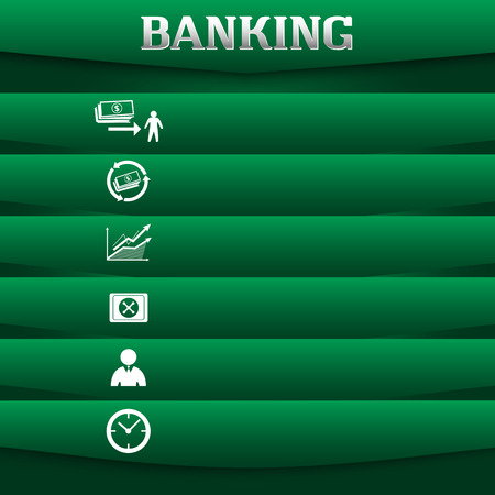 Modern Design style infographic template. Illustration of different kinds of banking. Can be used for infographics and typography, chart process the bank, business service steps optionsのイラスト素材