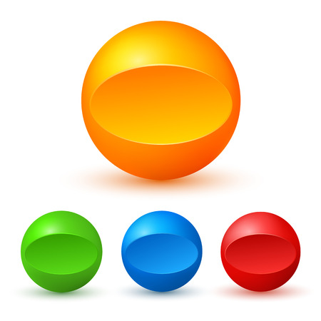 Set of multicolored glossy spheres with shadows isolated on white. Vector illustration. Design element for your advertising flyer, presentation template, brochure layout page, cover book or magazineのイラスト素材