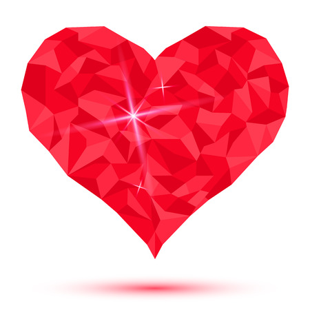 Red heart icon of crystals - I love youのイラスト素材