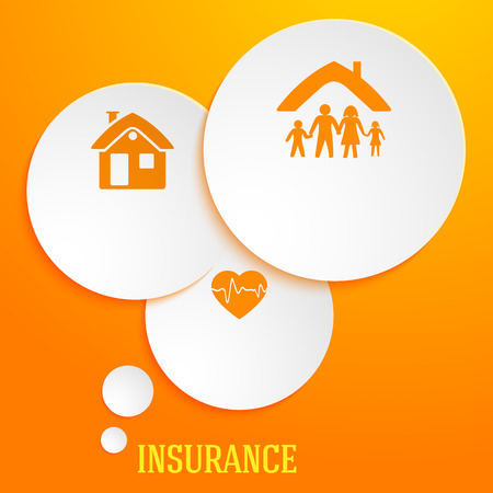 Modern Design style infographic template. Illustration of different kinds of insurance. Can be used for infographics and typography, chart process the insurance company, business service steps optionsのイラスト素材