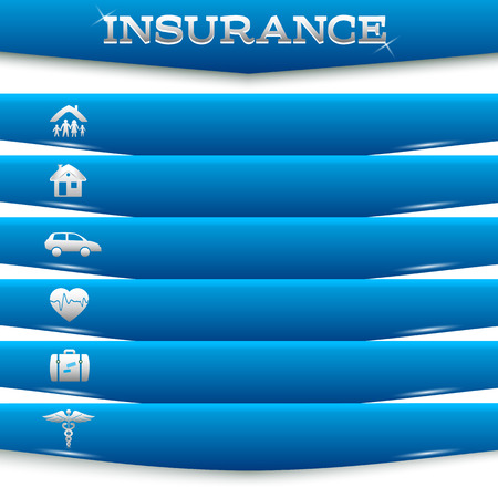 Modern Design style infographic template. Illustration of different kinds of insurance. Can be used for infographics and typography, chart process the insurance company, business service steps optionsのイラスト素材