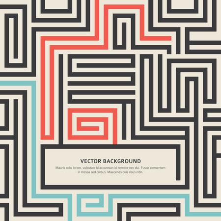 Abstract vector background design with maze texture and place for your text isolated. Good cover for a book on psychology, creative problem solving, logical thinking, the study of human relationsのイラスト素材