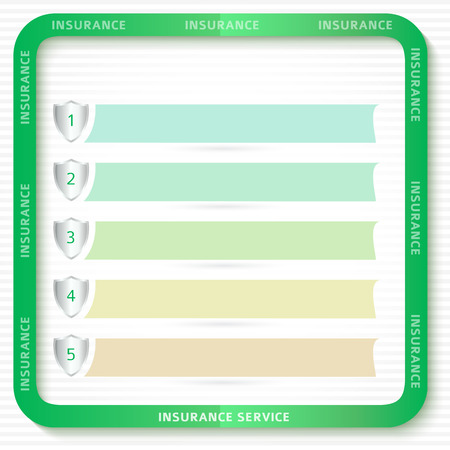 Modern Design style infographic template. Illustration of different kinds of insurance. Can be used for infographics and typography, chart process the insurance company, business service steps optionsのイラスト素材