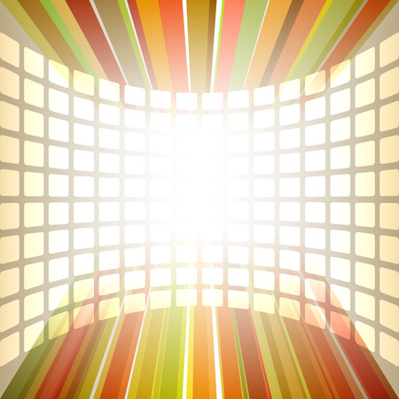 Modern geometrical background of bright glowing perspective with squares curved space effect. Gorgeous graphic image template. Abstract vector Illustration  for your business brochureのイラスト素材