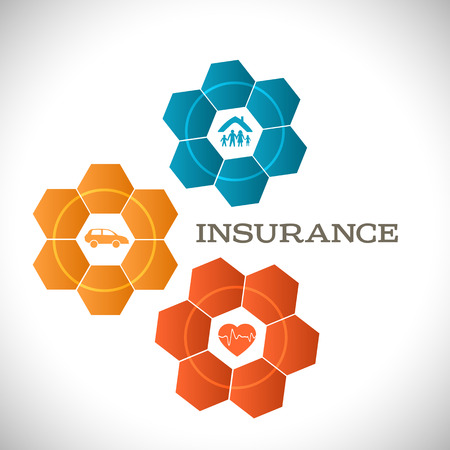 Modern Design geometric style template on grey background with space place for your text. Vector illustration for infographics and chart process the insurance company, business service stepsのイラスト素材