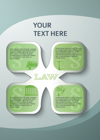 Modern design style infographic for Legal & law firm. Vector illustration  . Can be used for business presentation or brochure template the justice office, notary company, business card lawyerのイラスト素材
