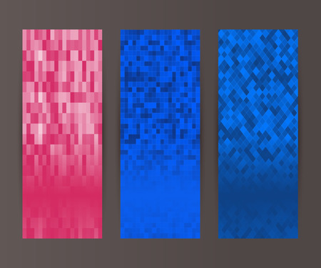 Design elements presentation template. Set vertical banners background, backdrop mosaic glow light effect. Vector illustration   for web buttons template, business card layout, web site elementのイラスト素材