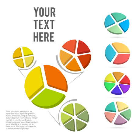 Set Design elements infographic style template on white background with effect 3d divided into sector pie circle. Vector illustrationのイラスト素材