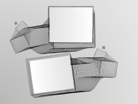 Design elements square style business presentation template on white background with black broken lines. Vector illustration EPS 10 for new product newsletters, technology info graphics, report firmのイラスト素材