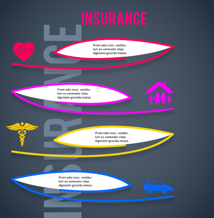 Modern Design style infographic mockup. Vector illustration of different types insurance.のイラスト素材