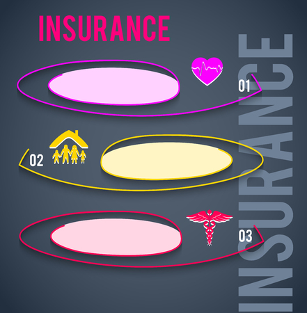 Modern Design style infographic mockup. Vector illustration of different types insurance.のイラスト素材