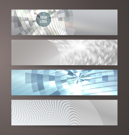 Set Silver abstract geometric mosaic background with place of text. Design elements Vector illustration EPS 10 for booklet layout page, leaflet template, vertical banner colors metalic grey, steelのイラスト素材