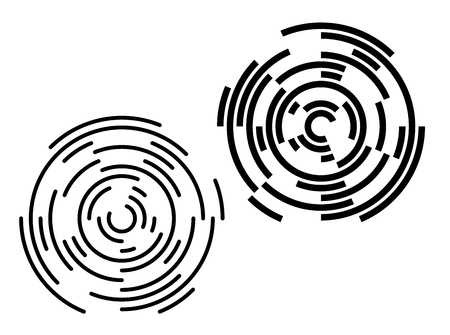 Design elements. Curved many streak. Abstract Circular Wireframe mesh logo element on white background isolated. Creative band art. Vector illustration EPS 10. digital for promotion new productのイラスト素材