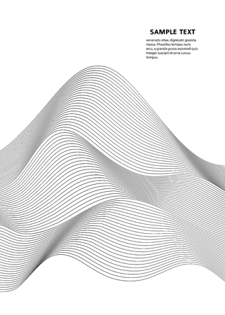 Design elements. Wave of many gray lines. Abstract wavy stripes on white background. Creative line art. Vector illustration EPS 10. Black waves with lines created using Blend Tool.のイラスト素材
