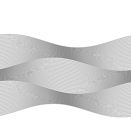 Design elements. Wave of many gray lines. Abstract wavy stripes on white background. Creative line art. Vector illustration EPS 10. Black waves with lines created using Blend Tool.のイラスト素材