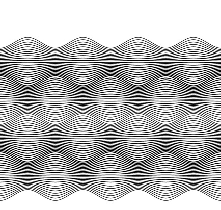 Design elements. Wave of many gray lines. Abstract wavy stripes on white background. Creative line art. Vector illustration EPS 10. Black waves with lines created using Blend Tool.のイラスト素材