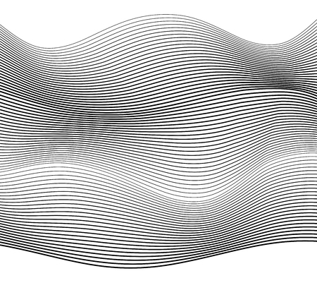 Design elements. Wave of many gray lines. Abstract wavy stripes on white background. Creative line art.のイラスト素材