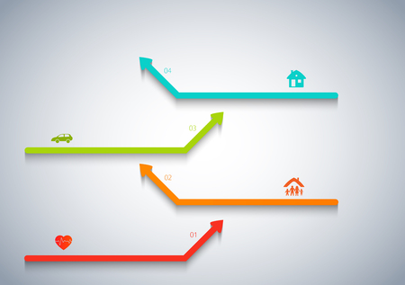 Design elements arrow style background business presentation template. Vector illustration EPS 10 for chart process service your company, industry infographic, banners, web page layout, report firmのイラスト素材