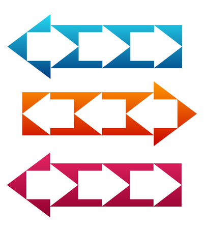 Set Design elements abstract arrows in style Divergence of opinion conceptual, Conflict psychology. Vector illustration for background banner, business brochure template detail with pointerのイラスト素材