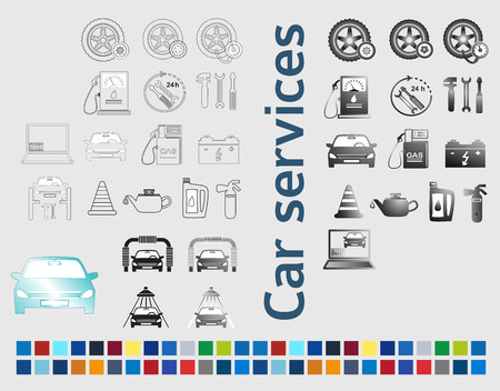 Set icons - silhouette Car service maintenanceのイラスト素材