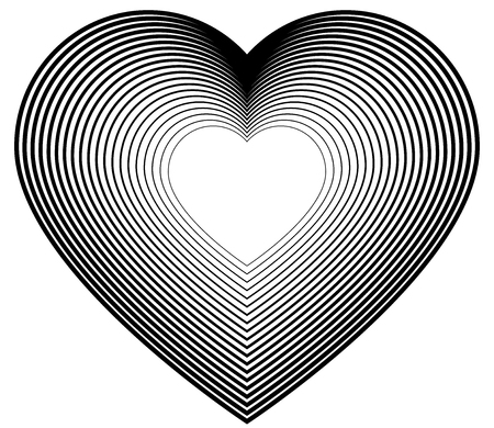 Design elements symbol Editable icon - silhouette heart, isolated on white background. Lines different thicknesses from thin to thick outline style Vector illustrationのイラスト素材