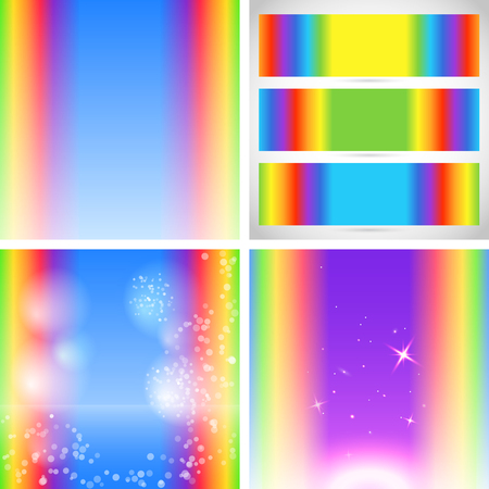 Design elements business presentation template. Vector illustration web banners horizontal, charts and graphs and tables on rainbow gradient background.のイラスト素材